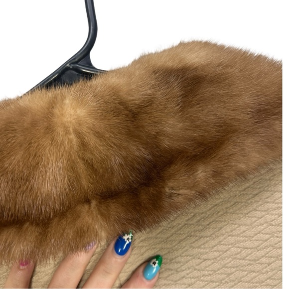 Vintage 50's/60's Tan Bettyjean Furred Fashion Fur Collar Coat with Flaws - Picture 13 of 16